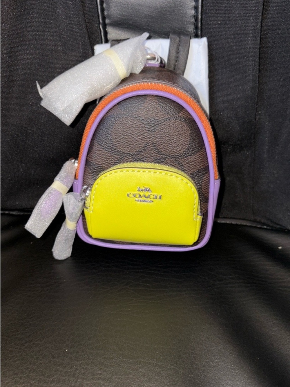 Coach Mini Backpack with keychain backpack - Yellow, Purple, Brown, Orange - Picture 9 of 10